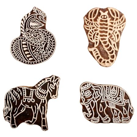 Set of 4 Piece New Mix Wooden Printing Block